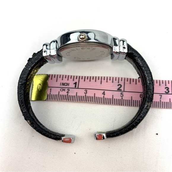 Cruise Club Faux Leather Quartz Hinged Cuff Watch - Silver/Black, 29mm - Picture 5 of 8